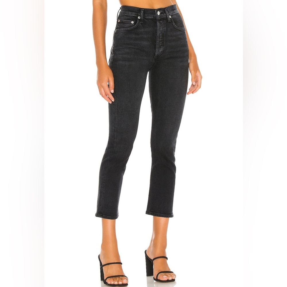 Agolde high rise straight crop jeans black pepper